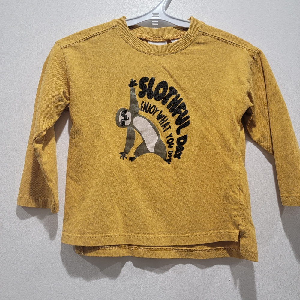 Zara Yellow Sloth Long Sleeve Tee Size 12-18 Months